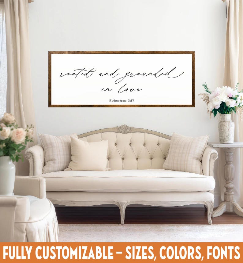 Rooted and Grounded in Love Sign, Ephesians 3:17 Christian Wall Decor image 1
