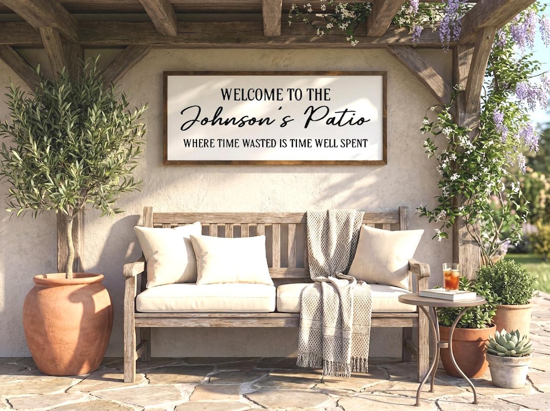 Welcome to the Patio Personalized Wooden Sign - Etsy