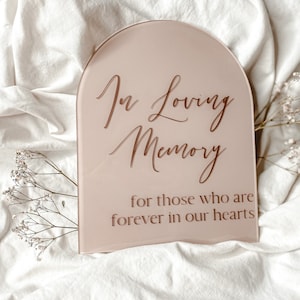 In Loving Memory Table Sign | In Memory Wedding Sign | Modern Acrylic Wedding Sign | Forever In Our Heart Sign