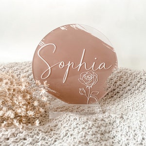 Floral Baby Girl Name Sign | Floral Baby Girl Nursery Decor | Baby Arrival Hospital Sign | Birth Announcement Sign