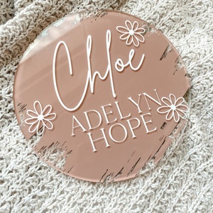 Floral Baby Girl Name Sign | Floral Baby Girl Nursery Decor | Baby Arrival Hospital Sign | Birth Announcement Sign