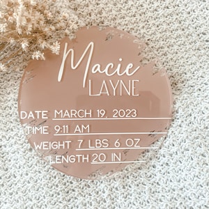 Acrylic Birth Announcement Sign| Newborn Birth Announcement Sign | Birth Hospital Sign | Birth Stat Sign