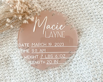 Acrylic Birth Announcement Sign| Newborn Birth Announcement Sign | Birth Hospital Sign | Birth Stat Sign