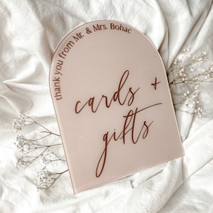 Cards & Gifts Arch Table Sign | Gift and Cards Sign | Modern Acrylic Wedding Sign
