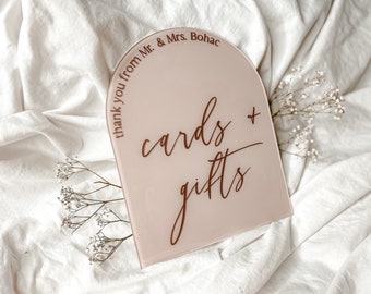 Cards & Gifts Arch Table Sign | Gift and Cards Sign | Modern Acrylic Wedding Sign