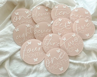 Acrylic Baby Milestones Disc | Acrylic Newborn Name Plaque | Hello My Name Is Sign | Baby Milestone Acrylic Markers | Bump Update Sign