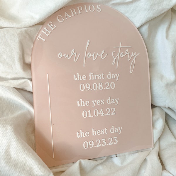 Our Love Story Arch Sign | Modern Couple Love Story Sign | Minimalist Wedding Sign