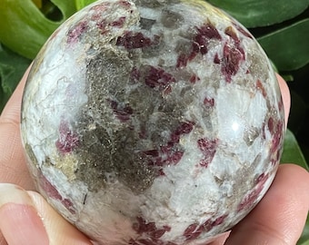 Rubellite Crystal Sphere, Ruby in Feldspar, Ruby Matrix Sphere