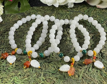 Bracelet en cristal de jade blanc, Jade haïtien, Jade blanc, Jade, Idées cadeaux, Bijoux, Accessoires Femme, Bracelets, Prospérité, Chakras