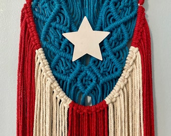 x large macrame puerto rican flag