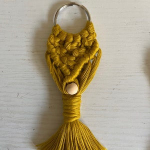 golden yellow bead macrame key chain or let me know color preference