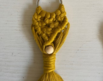 golden yellow bead macrame key chain or let me know color preference