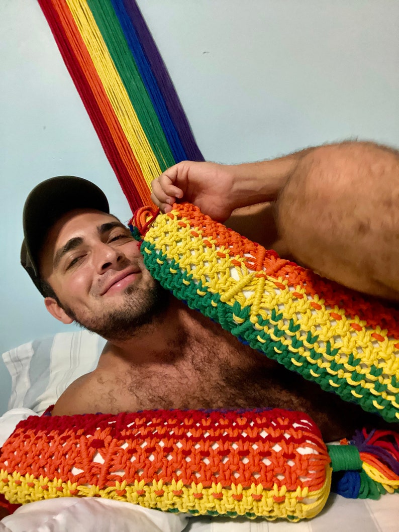 Macrame rainbow shops pillow