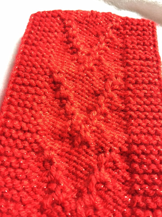 Handmade Hand Crafted Knit headband/ear warmers Sparkly Red Knitted Girls Red Ear Warmer, Sparkle Headband - Etsy main image 3
