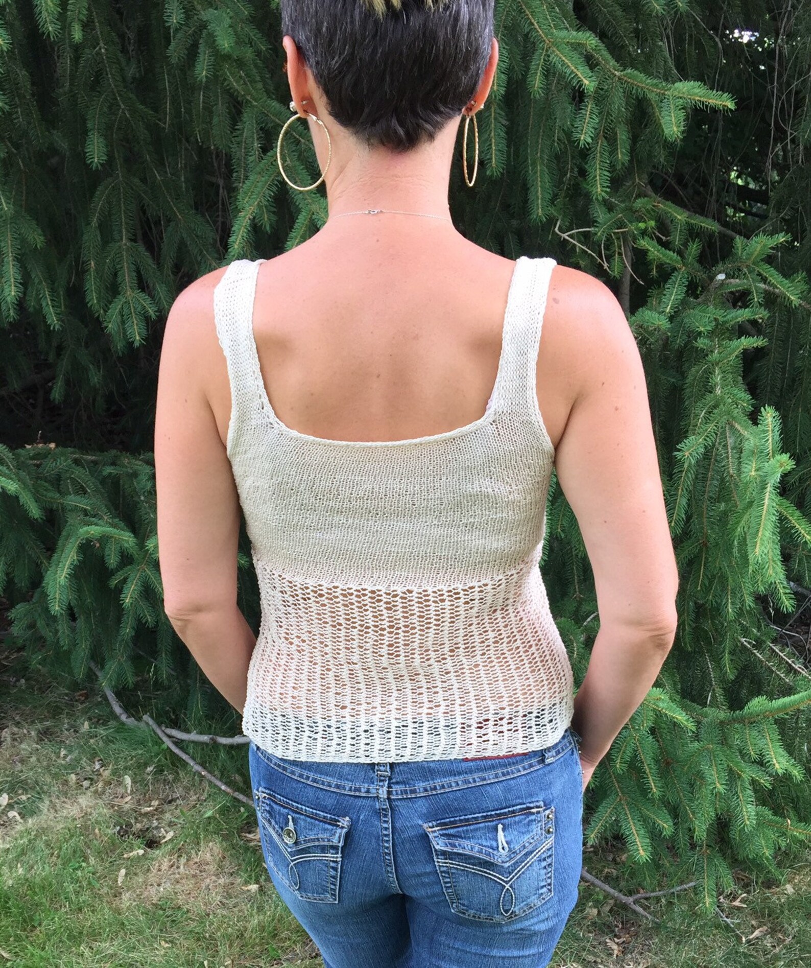 Womens Knitted Tank Top, Womens White off Knitted Tank Top, Womens