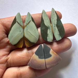 Polychrome Jasper pair|Picasso Jasper Cabochon Pair | Unique Abstract Pattern Stone | Natural Earthy Gemstone for Jewelry Making