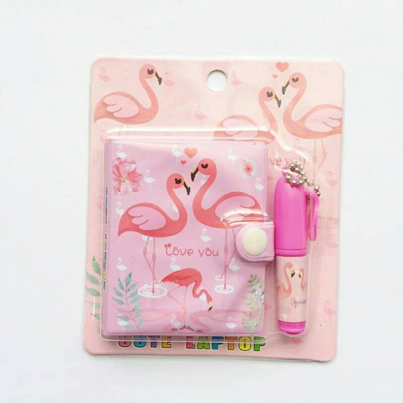 Cute Flamingo Mini Note Book Small Jurnal With Ball Point Pen Set 2 Sets of Stationery For School Office Kid Birthday Gift