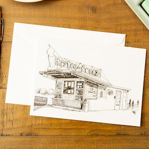 Tastee-Freez, Blank Folded Card, Vintage Ice Cream, Vintage Building, Illustrated Card