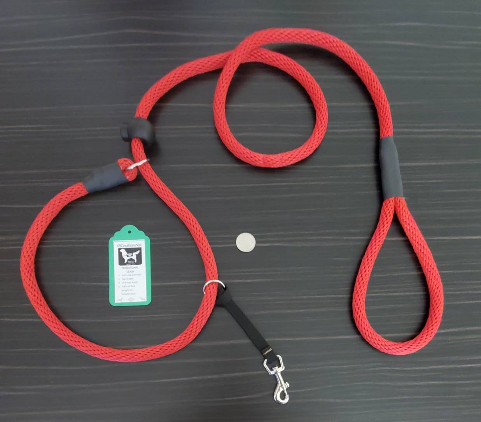 Red 1/2 Transitional 6ft Slip Leash to Prevent Pulling Etsy
