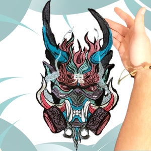 Große Cyberpunk Oni Dämon Patch bestickt Patch SEW EIN