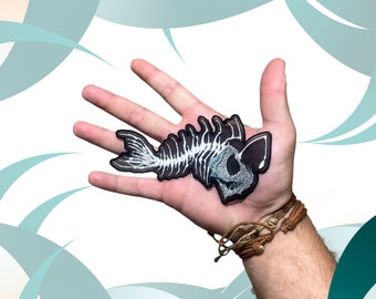 Ossa di pesce scheletro Patch ricamato Patch SEW ON