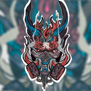 Cyberpunk Oni Dämon Aufnäher Bestickter Aufnäher SEW ON