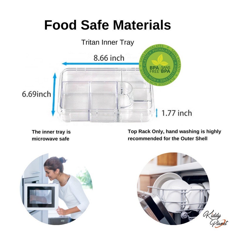 May include: A clear plastic food storage container with a removable tray. The tray is 8.66 inches wide and 6.69 inches long. The container is 1.77 inches tall. The tray is microwave safe and the container is top rack dishwasher safe. The container is BPA free.
