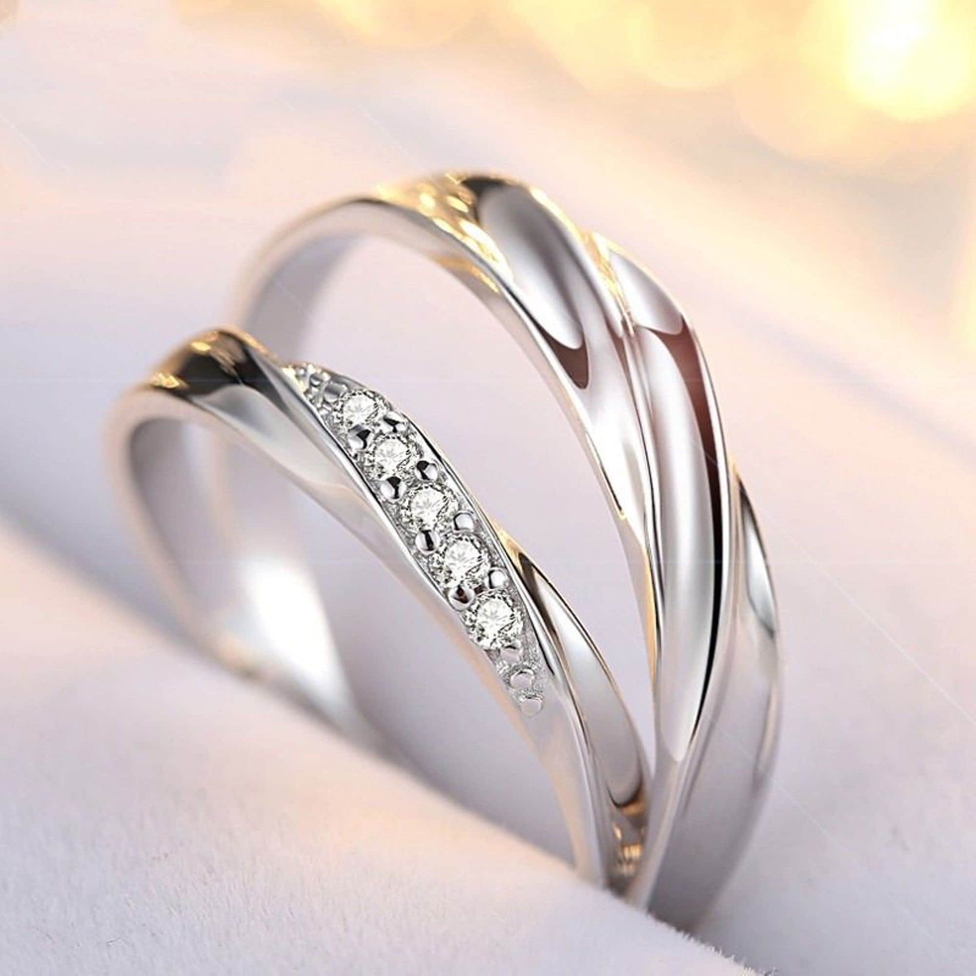 Couple Engagement Rings Romantic Couple Rings Stunning Wedding Etsy