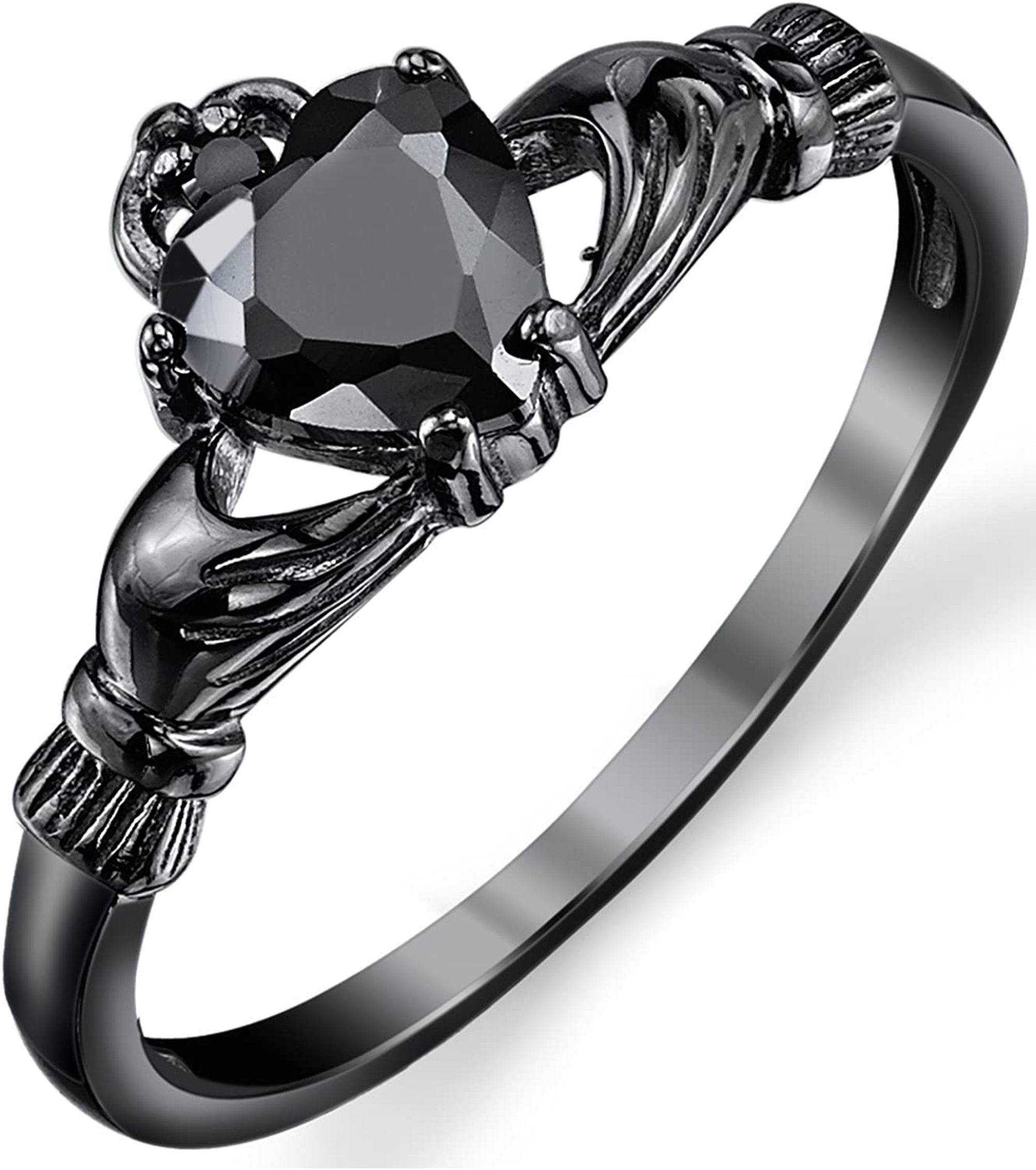 Women's Black Sterling Silver Ring Irish Claddagh Ring Etsy UK