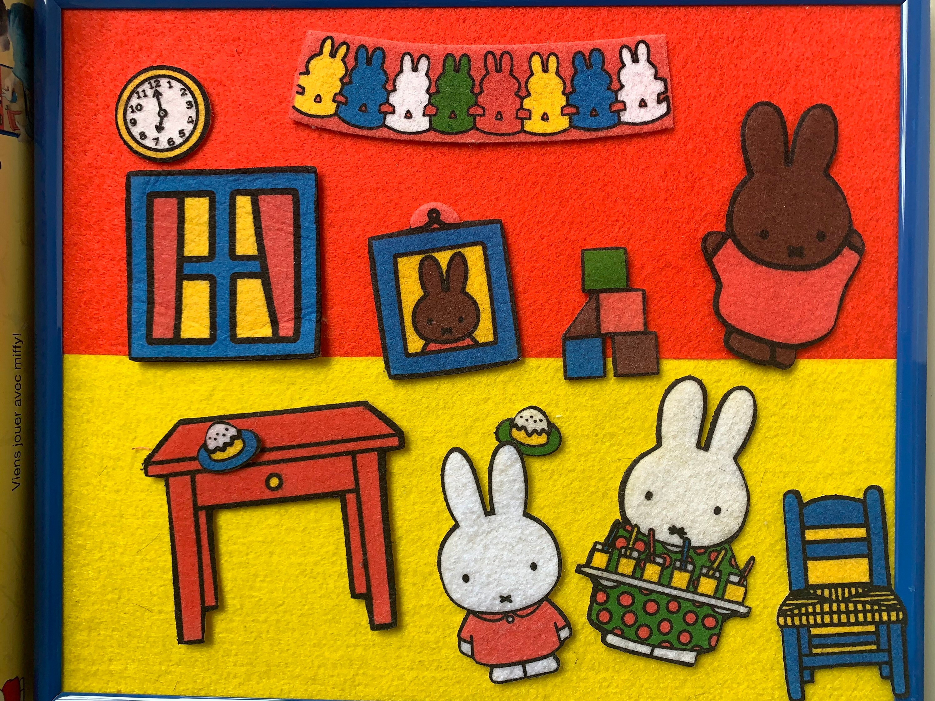 Dick Bruna - Nijntje Nijntje - 3 Vilten Schilderijen Met 1 Lijst