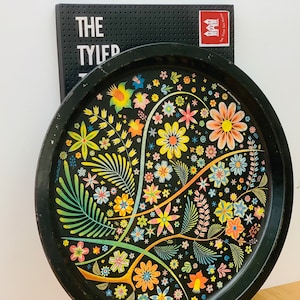 Vintage Metal Flower theme Tray or Plate