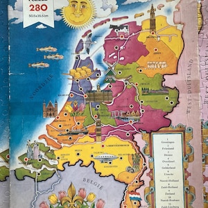 Puzzle vintage en bois / Mo / Made in Holland / série Geographic / Carte des Pays-Bas