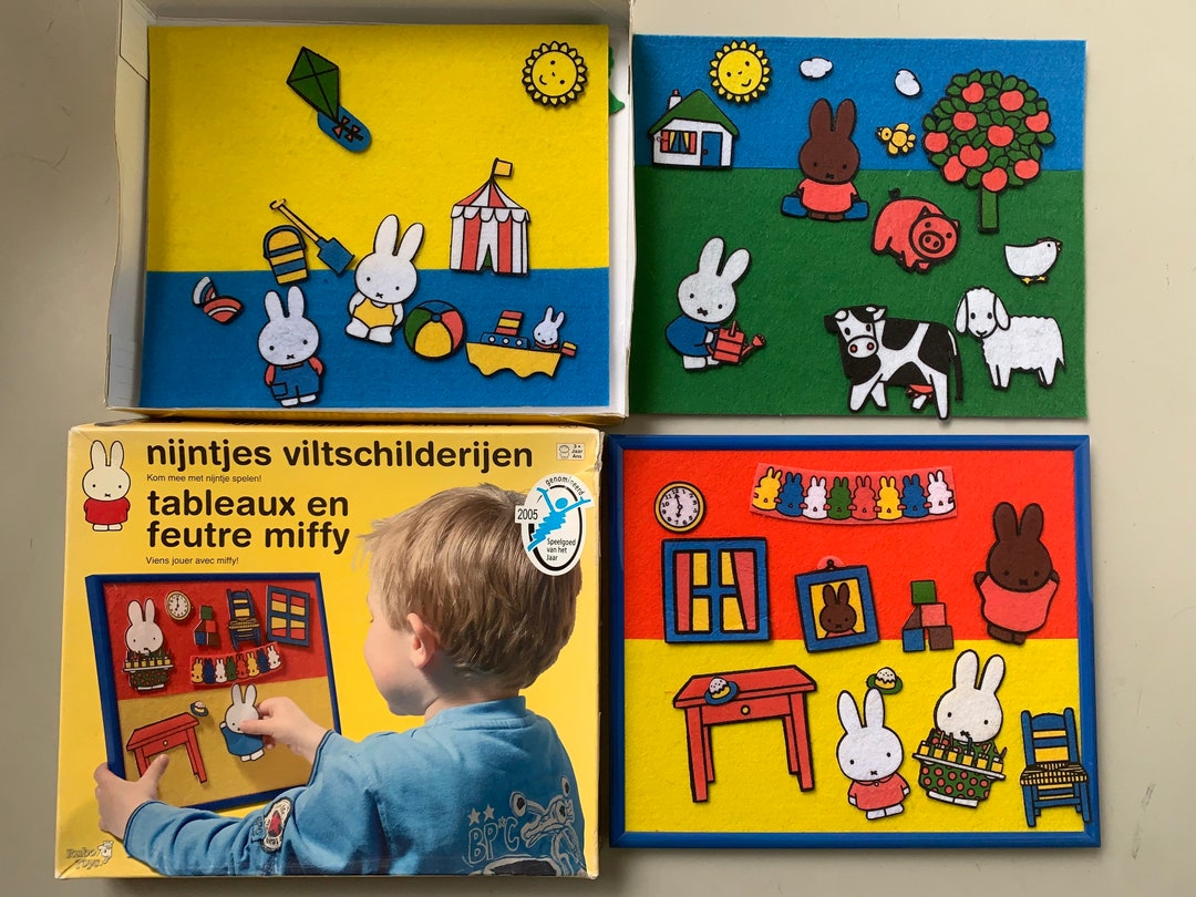 Dick Bruna - Nijntje Nijntje - 3 Vilten Schilderijen Met 1 Lijst