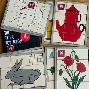 Vintage Franse Houten Puzzels - handgemaakt - dieren - bloemen - koffie - natuur