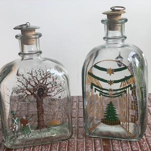 Vintage rare Liquor Decanter  HolmeGaard of Copenhagen  Christmas Bottle  / Made in Denmark / Handpainted / H.C. Andersen