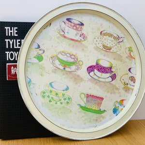 Vintage Metal Cup and Saucer theme Tray or Plate