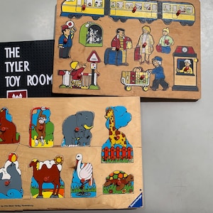 vintage puzzelspellen - Kavel van 2 x houten puzzels voor kinderen - Ravensburg