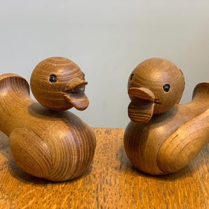 Wooden Danish design ducklings / Kay Bojesen style / duck