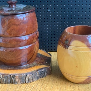 Vintage Mulga Wood Zuckertasse Set - Einzigartige Holzmaserung Fuß- Made in Australia