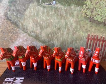 caballo Dala sueco de madera vintage Nils Olsson / Caballos Dalarna Akta Dala Hemslojd / Nusnas / Mora / Suecia