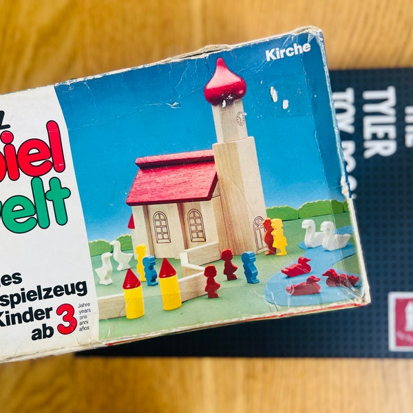 Vintage Duits Lorenz houten speelgoed - Kerkset - Spiel Welt