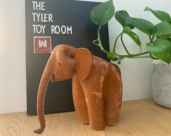 rare vintage 1960s Deru Leather Elefant Figurine Made in Germany