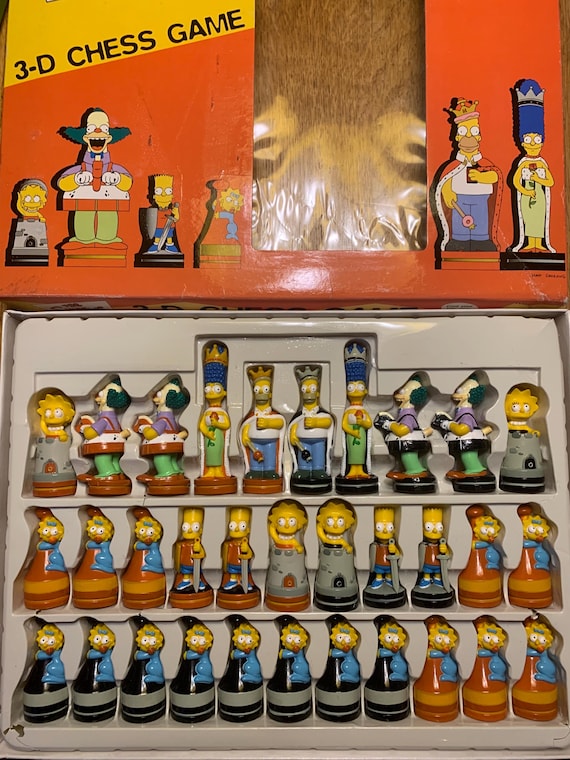 The Simpsons 3d Chess Set With Folding Board Complete ⁄ Vintage