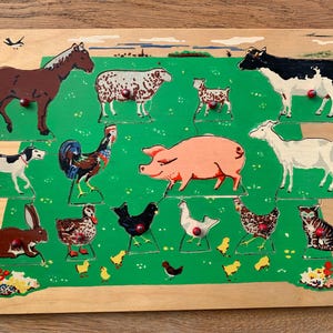 vintage Puzzle Games  - wooden puzzle for kids -made in Holland - farmland