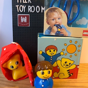 Vintage jaren 1980 bijzondere Lego Duplo set 2014 Rammelaar (nieuw) + boeken + figuren