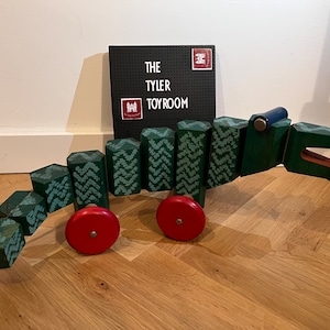 Vintage Duitse houten Breitschwerdt trekspeeltje Krokodil Alligator / made in Germany / rare