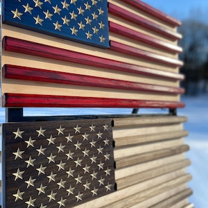 Wood American Flag Lacrosse Sticks with removable stick holder