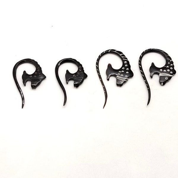 Natural Horn Taper Earrings, Tribal Ear Piercing Hanger, Organic Handcrafted Tapered Earrings