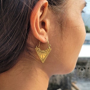 Bohemian Brass Hoop Earrings, Geometrical Earrings, Tribal Hoops, Perfect Gift For Her