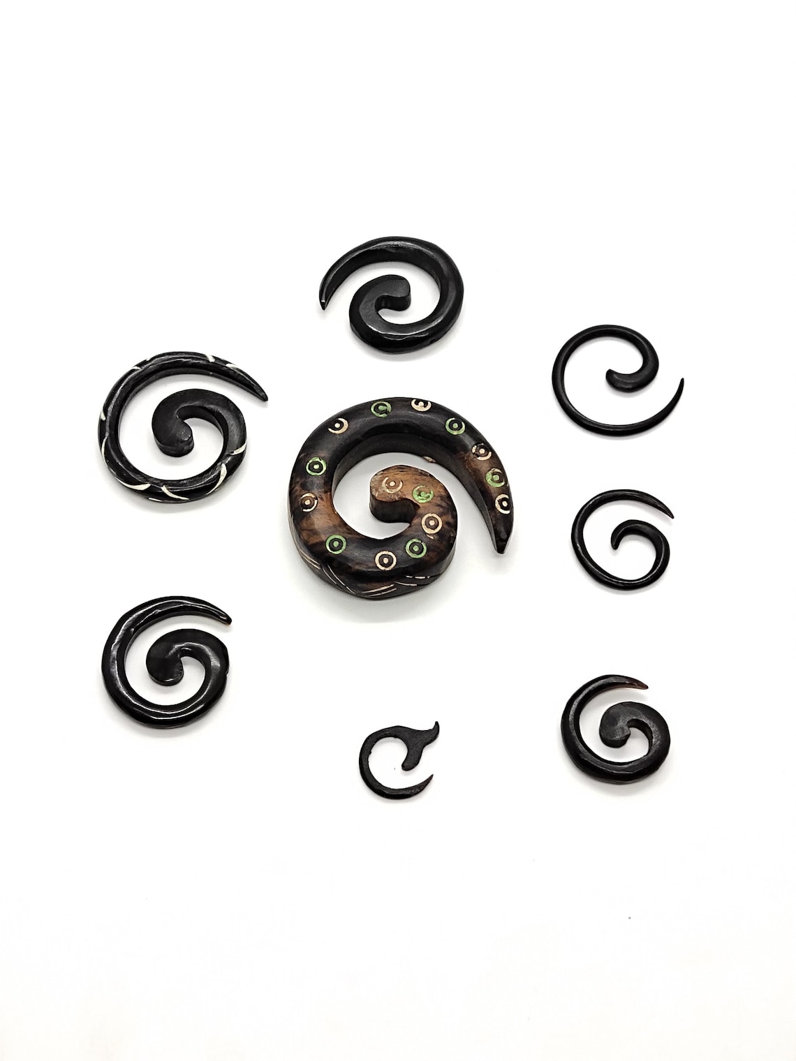 Tribal Wood Spiral Ear Stretchers Wood Ear Expanders Wood Etsy